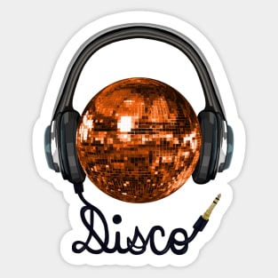 Retro Orange Disco Ball Music Headphones Sticker